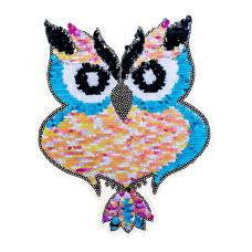 Nažehlovací aplikace, nažehlovačka s flitry - Sova Nažehlovací aplikace, nažehlovačka s flitry - Sova