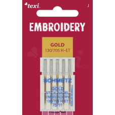 Vyšívací jehly zlaté TEXI EMBROIDERY GOLD 130/705 H-ET 5x75 Vyšívací jehly zlaté TEXI EMBROIDERY GOLD 130/705 H-ET 5x75