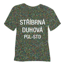 Glitrová hrubá nažehlovací fólie POLI-TAPE Craft - stříbrná duhová